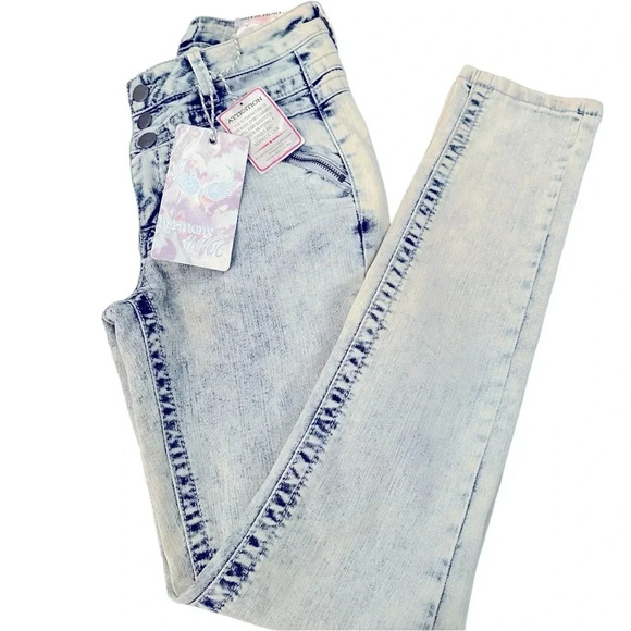 NWT Harmony n Havoc Ladies High Waist Acid Wash Blue Denim Jeans Size 3 - Picture 1 of 6